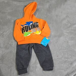 Nickelodeon Pinkfong Baby Shark Hoodie Jogger Set 18M Orange Gray NWT